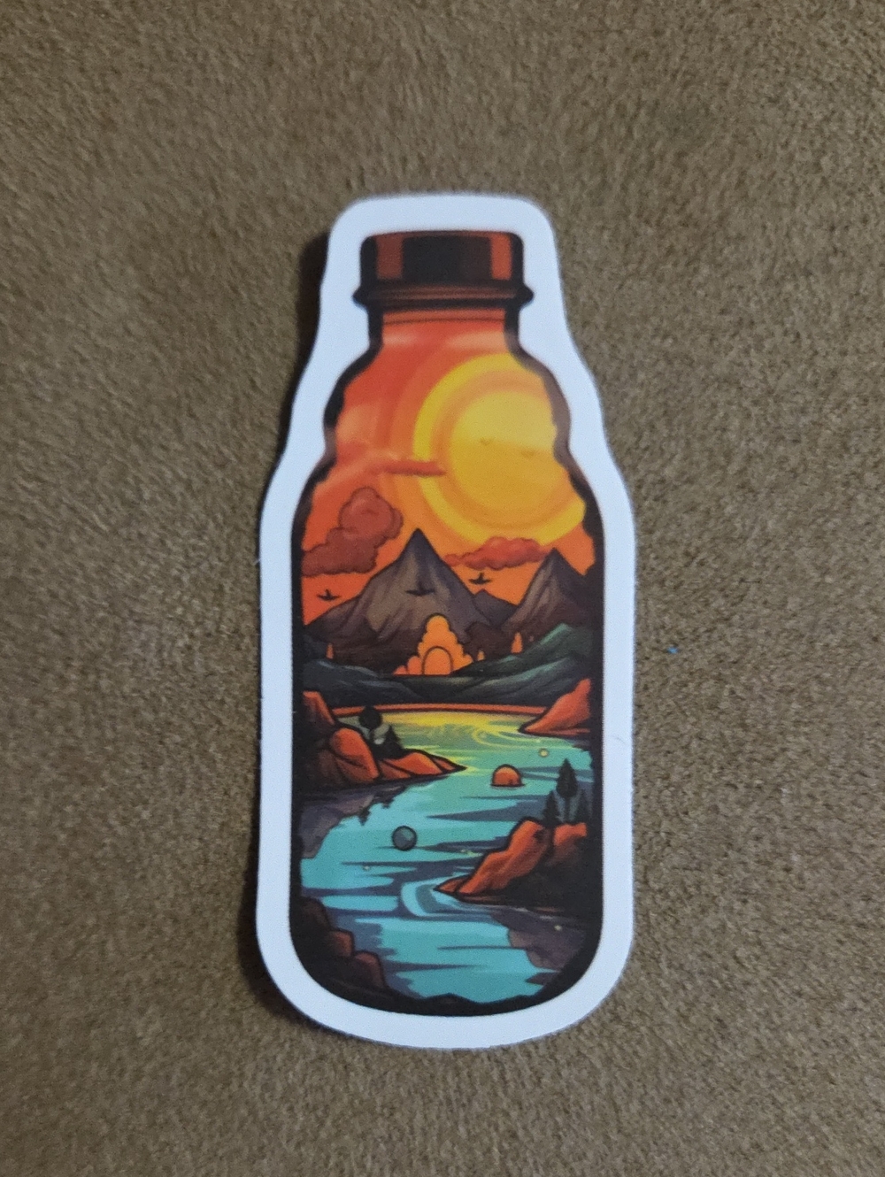 Sunset Mountain River in a Bottle Sticker